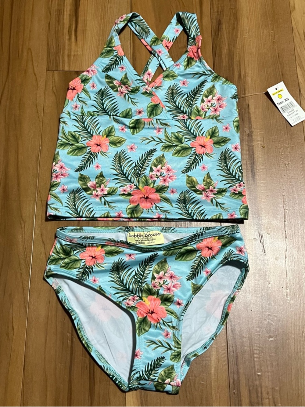Girls Tropical Bikini Set Floral Blue Mix Size XS/S NWT